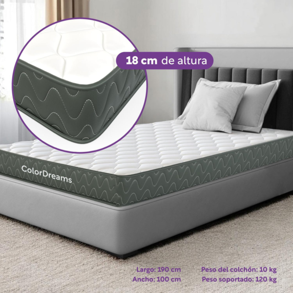 Colchón Individual en Caja Essential Memory Foam ColorDreams