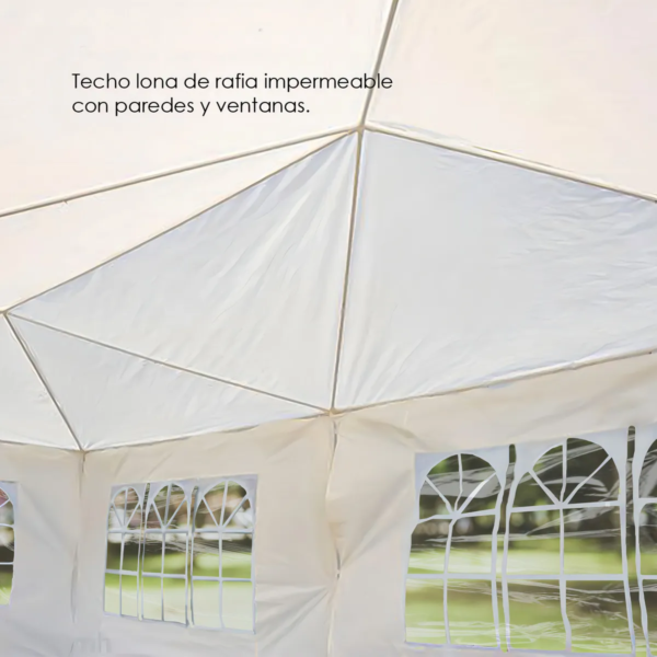 Toldo Carpa 3x9 m Armable Impermeable Con Paredes Ventana y Puerta Color Blanco