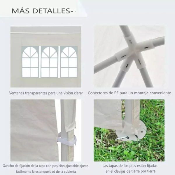 Toldo Carpa Reforzado 3x6 Metros Carpa Blanco Paredes Ventanas