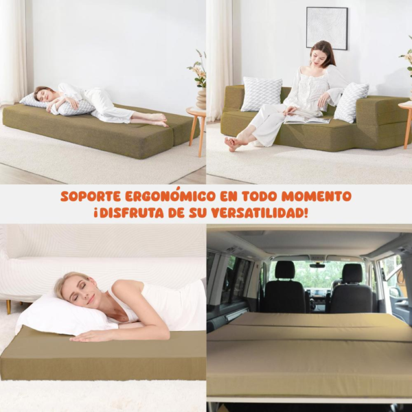 Sillón Plegable Sofá Cama Convertible Colchoneta Individual