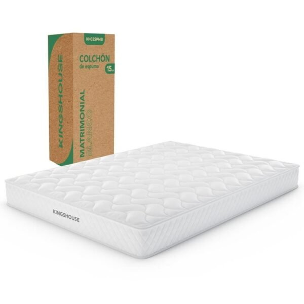 Colchon Matrimonial En Caja 15 cm Alto Memory Foam BLANCO