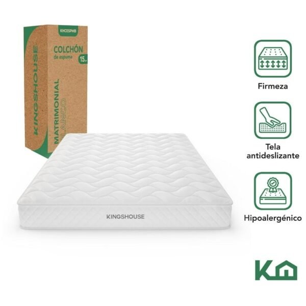 Colchon Matrimonial En Caja 15 cm Alto Memory Foam BLANCO