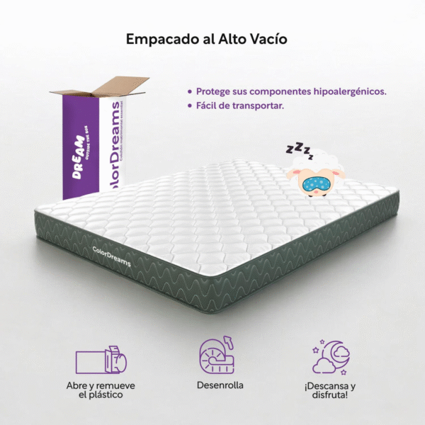 7 Colchón Matrimonial 18 cm Memory Foam en Caja Essential ColorDreams
